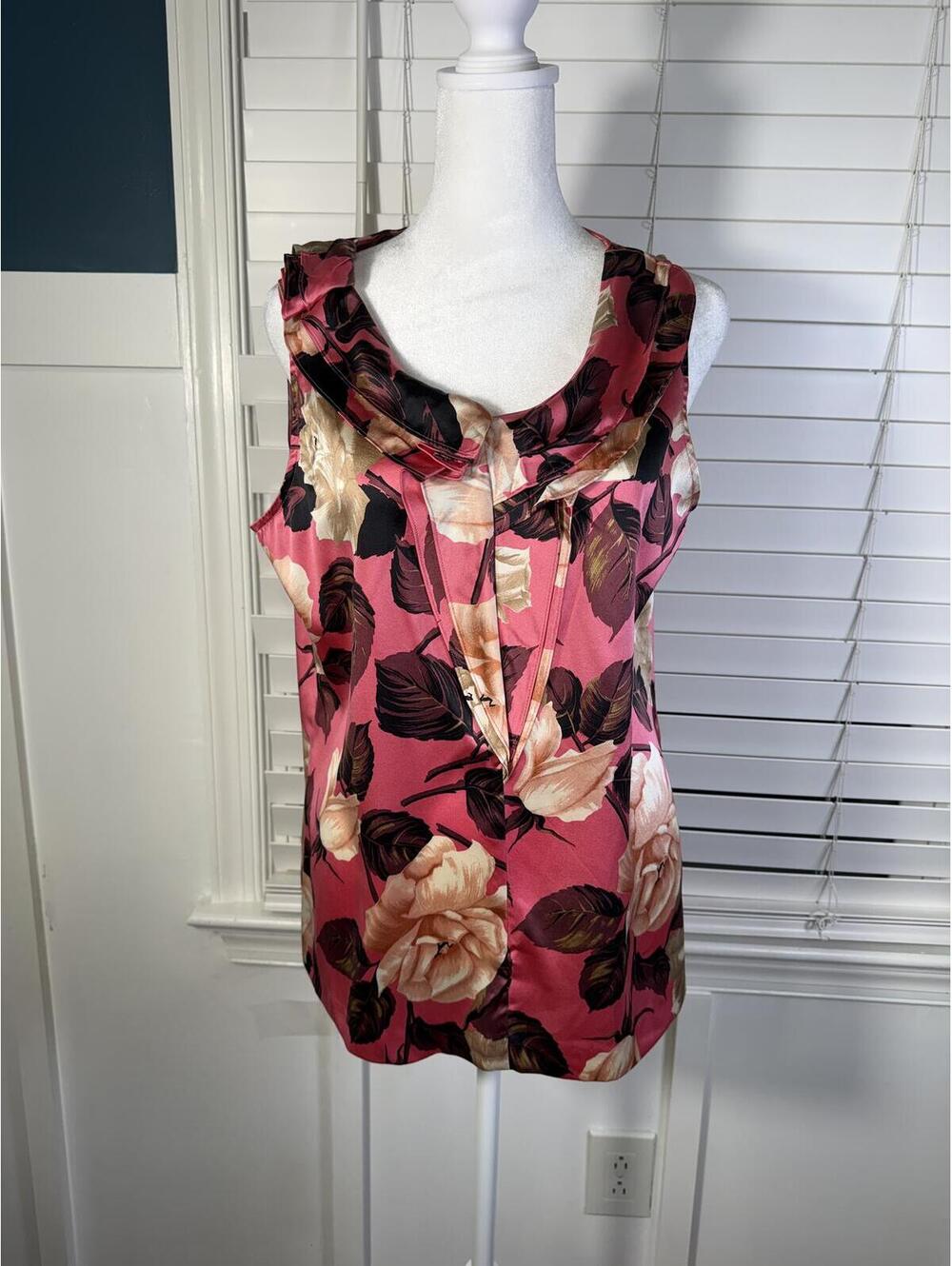 Talbots Floral Sleeveless Cowl Neck Top Size 10